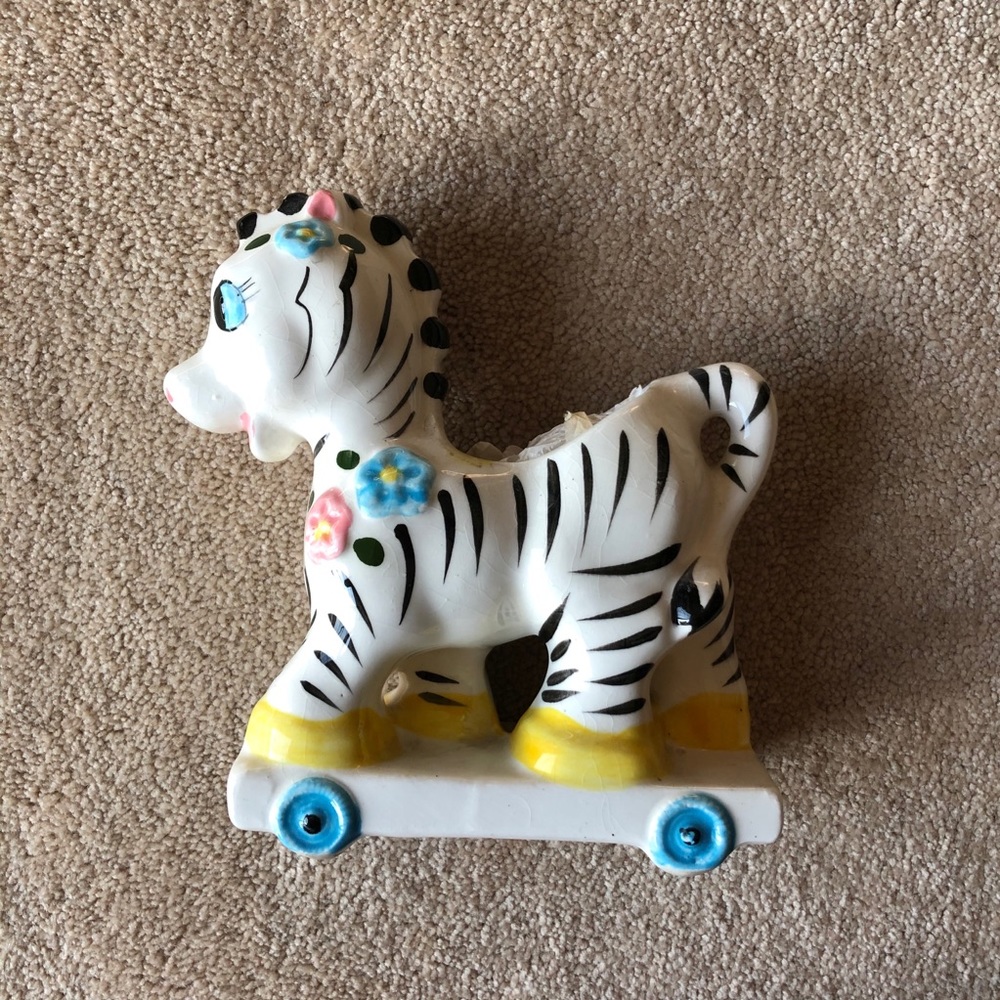 Vintage ceramic zebra planter vase